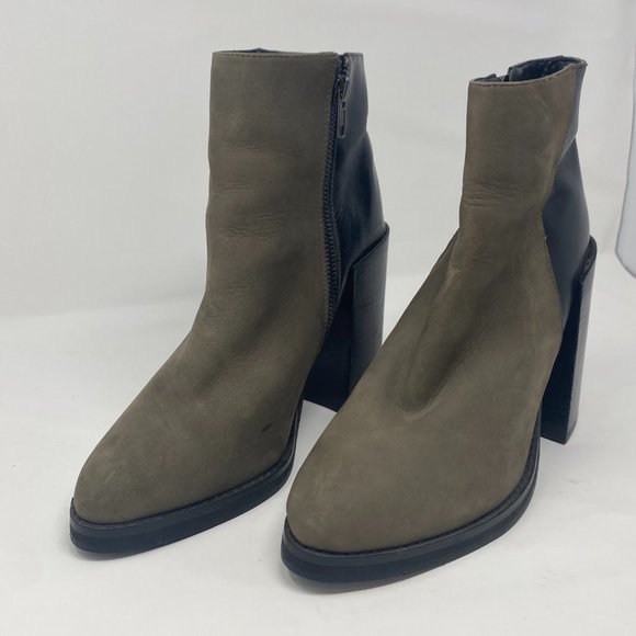 Shoemint Two-Tone Suede Ankle Chunky Heel Boots Size 9 - Picture 2 of 10